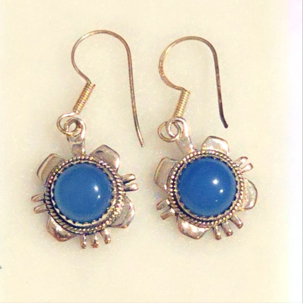 Chalcedony Sterling Silver Gemstone Dangle Earrings